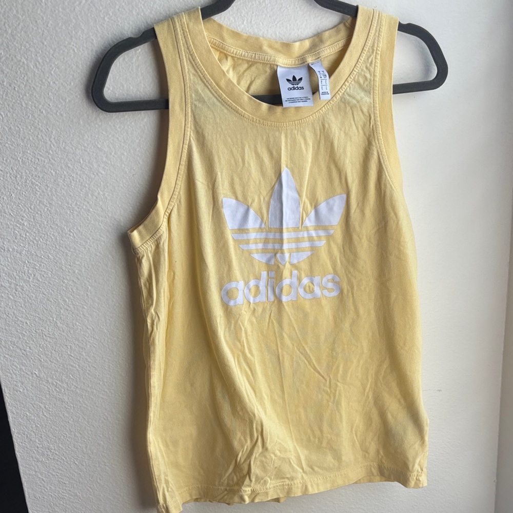 adidas Pale Yellow Trefoil Tank